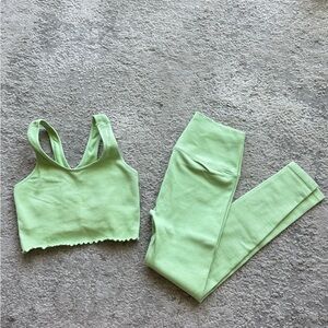 Spiritual Gangster Ribbed Sports Bra and Leggings Set - mojito